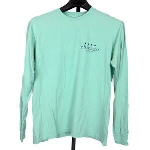 Comfort Colors Chicago The Windy City Long Sleeve Shirt Mint Green Size M